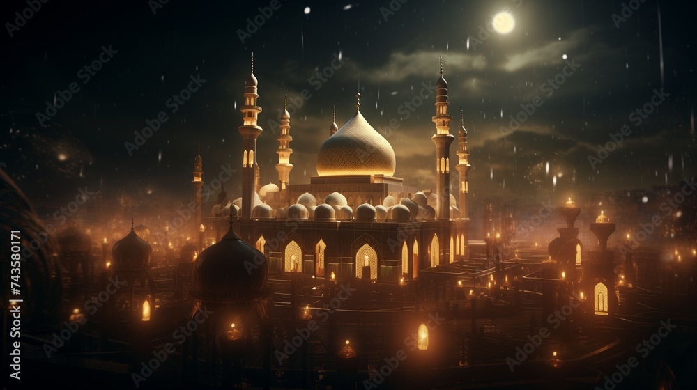 A captivating New Year Muharram Religion with Mosques Dome