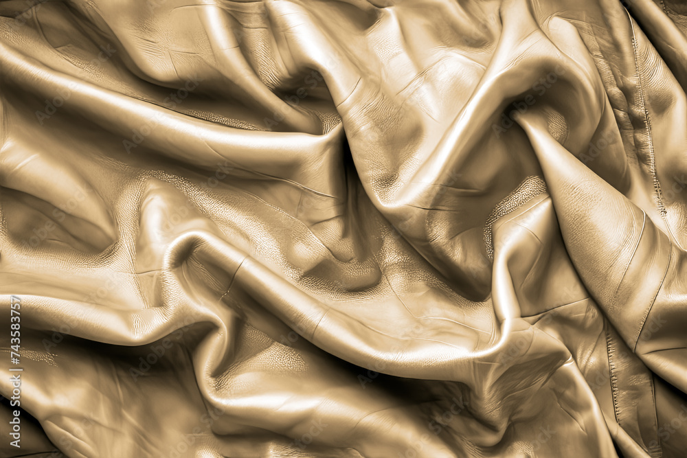Obraz premium Seamless repeat background texture of beige wrinkled leather, seamless repeat pattern and fully tileable