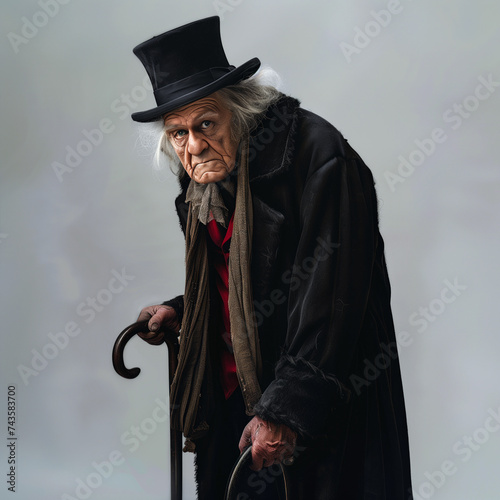 Illustration of Ebenezer Scrooge from Charles Dickens A Christmas carol