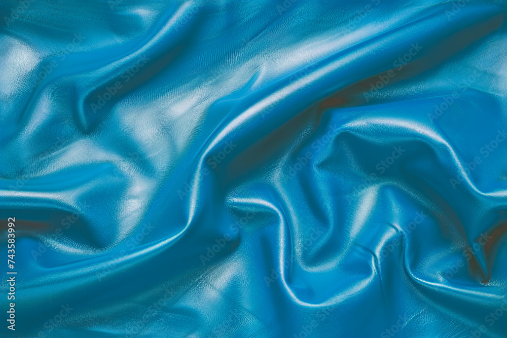 Fototapeta premium Seamless repeat background texture of blue wrinkled leather, seamless repeat pattern and fully tileable