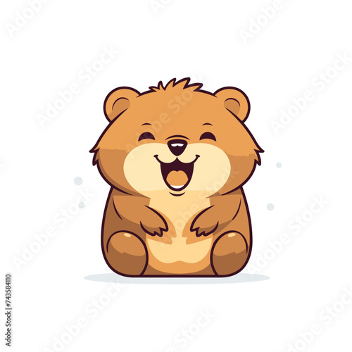 Cute cartoon beaver. Vector illustration isolated on white background.