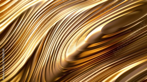 Golden metallic waves abstract background