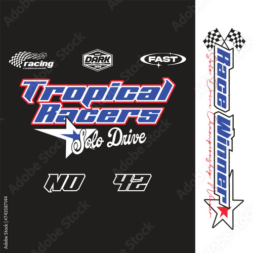 typographic racing design with logos
