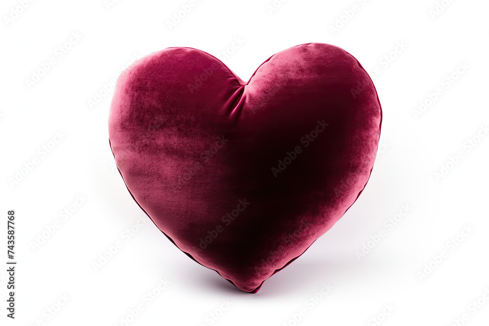 Heart Shaped Pillow on White Background