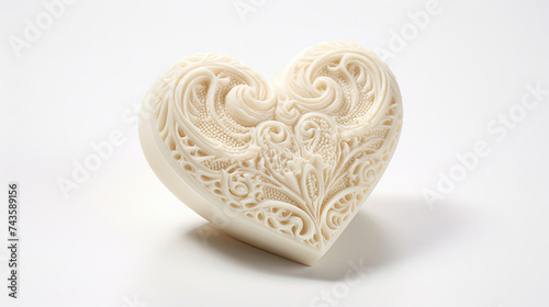 White Heart Shaped Soap on White Background