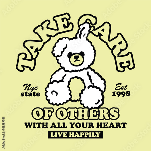 Cute teddy bear vintage mono design