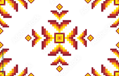 Ethnic seamless design.Geometric traditional pattern ornament.Tribal ethnic vector texture.Cross stitch seamless textile embroidery. Scandinavian folk pattern for products,fabric,wrapping,print,deco.