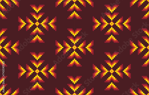 Ethnic seamless design.Geometric traditional pattern ornament.Tribal ethnic vector texture.Cross stitch seamless textile embroidery. Scandinavian folk pattern for products,fabric,wrapping,print,deco.