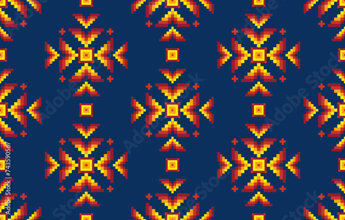 Ethnic seamless design.Geometric traditional pattern ornament.Tribal ethnic vector texture.Cross stitch seamless textile embroidery. Scandinavian folk pattern for products,fabric,wrapping,print,deco.