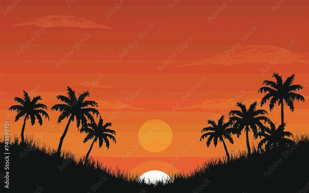 Immerse yourself in the essence of summer with our captivating background featuring a stunning sunset and swaying palm trees. Let it evoke warmth and relaxation. 