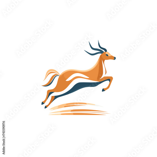 Running antelope logo design template. Vector illustration of wild animal.