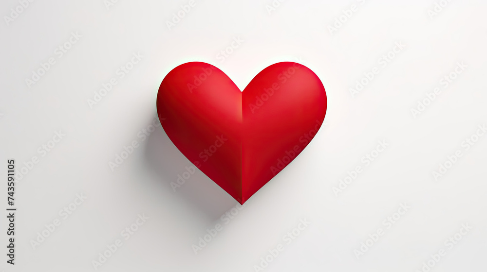 Red Paper Heart on White Background
