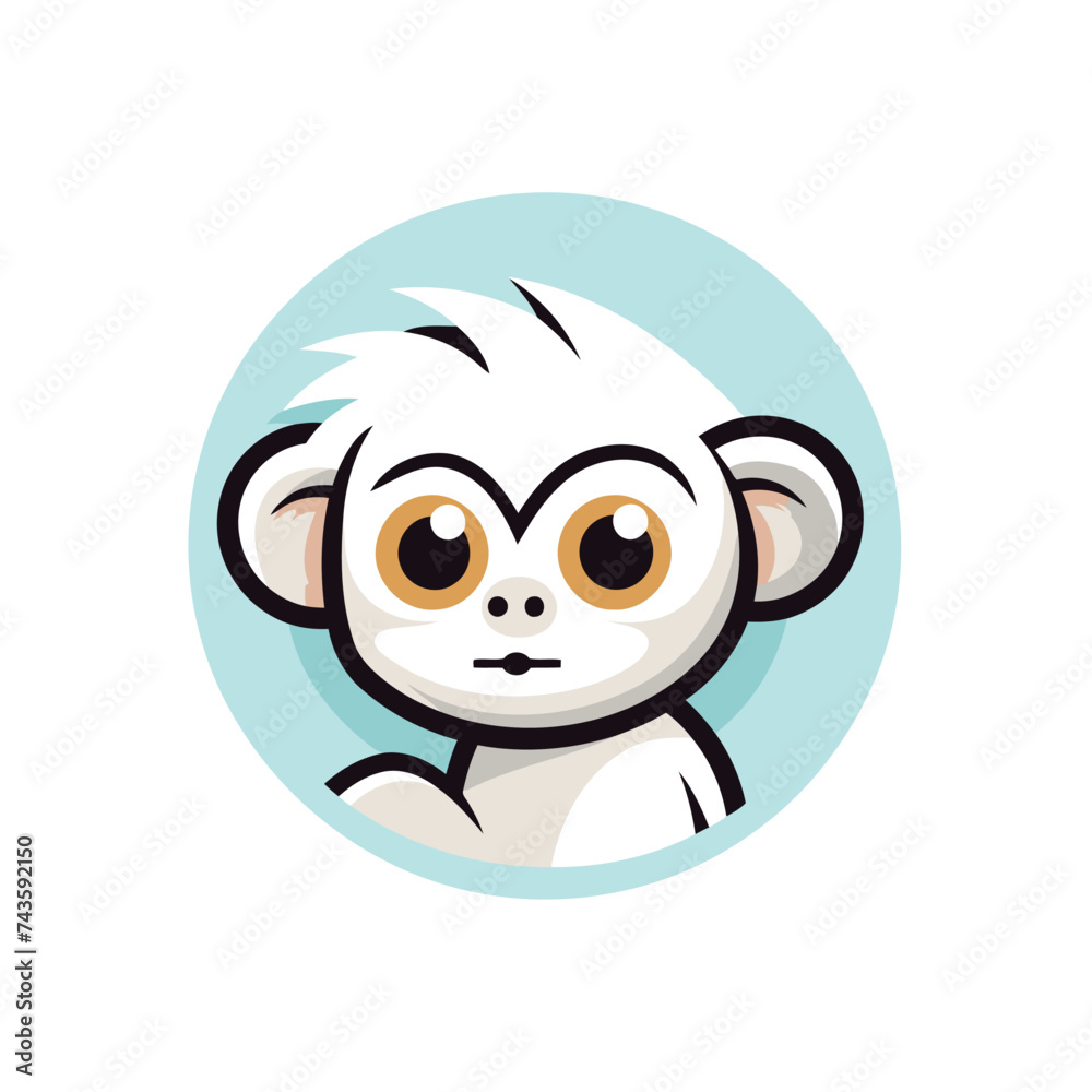 Cute monkey cartoon vector icon. Cartoon monkey icon. Vector illustration.