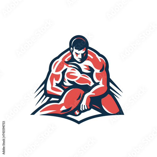 Mascot template for sport team or corporate identity. illustration of a muscular man ready to fight