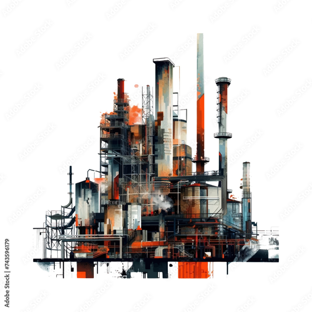 Illustration of an industrial factory on a white background. Illustration of an industrial factory on a white background.