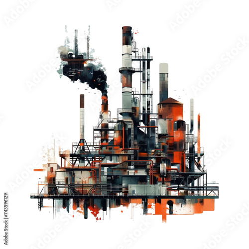 Illustration of an industrial factory on a white background.