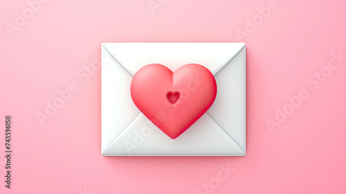 Envelope With Heart on Pink Background