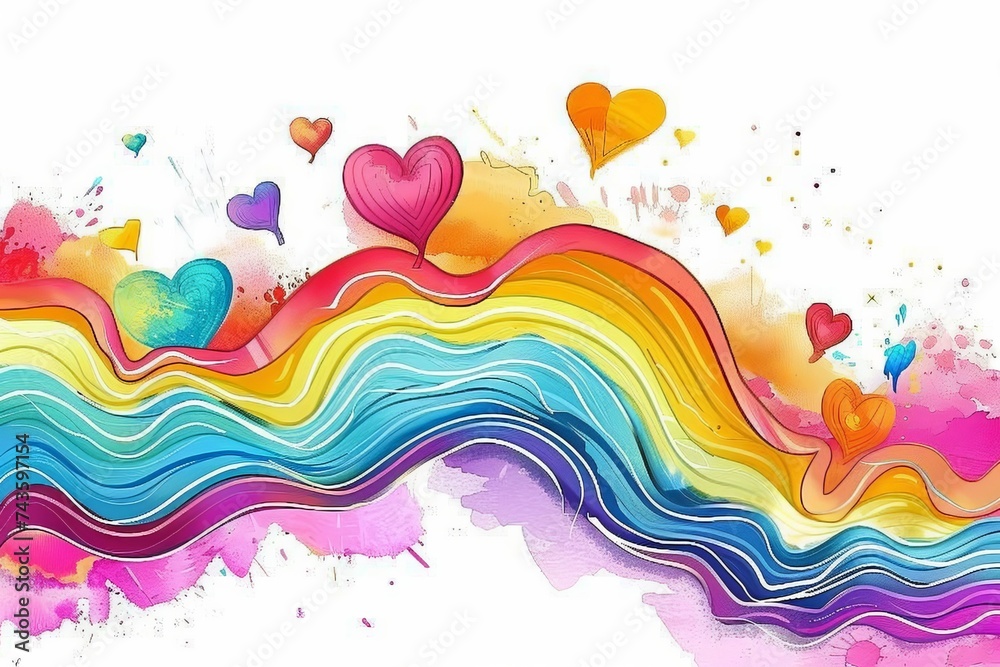 Fototapeta premium LGBTQ Pride lgbtq+ education. Rainbow society colorful wheat diversity Flag. Gradient motley colored kaleidoscopic LGBT rights parade festival odd diverse gender illustration