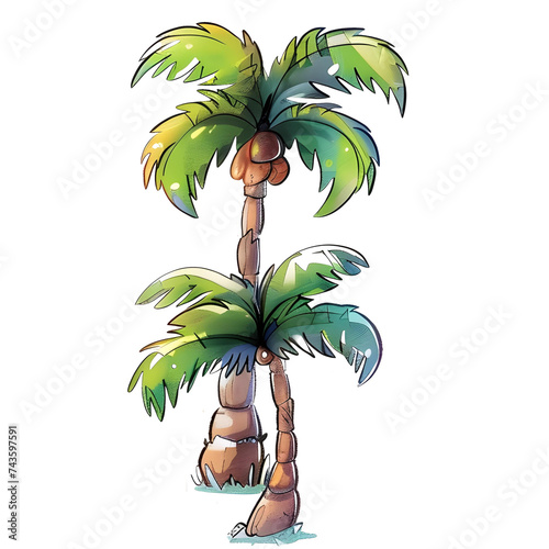 palm tree coconut tree tropical watercolor 