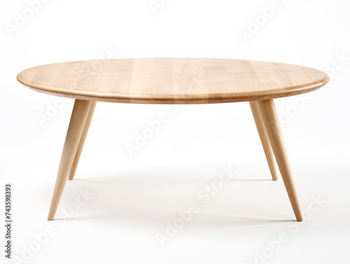 Wooden Table With Two Legs on White Background