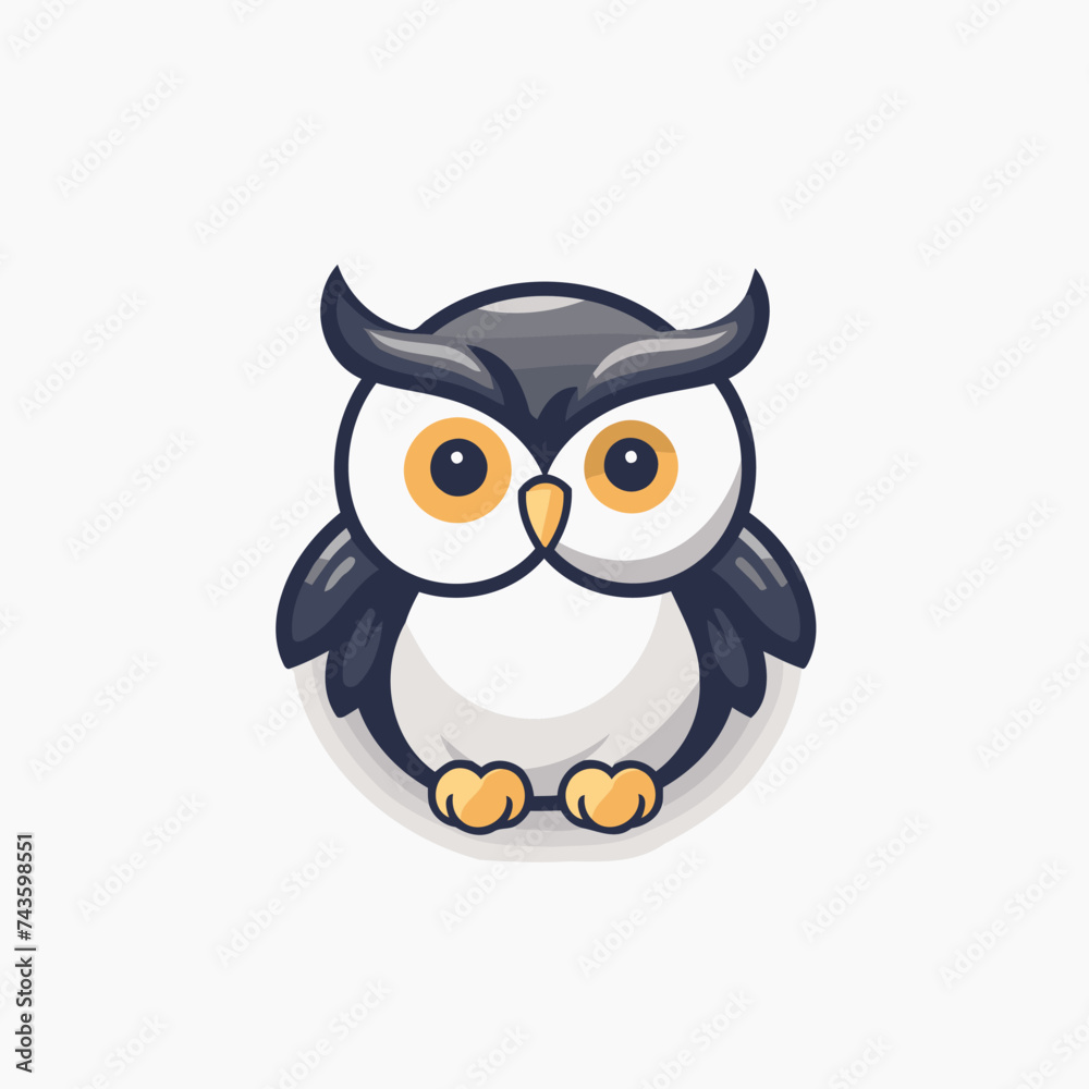 Cute owl. Vector illustration. Isolated on white background.