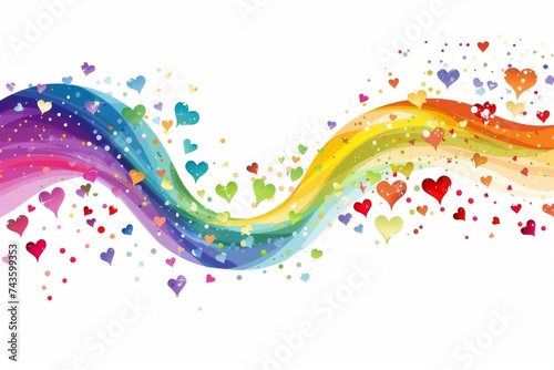 LGBTQ Pride mer. Rainbow chromatic vibrancy colorful smooth diversity Flag. Gradient motley colored onlookers LGBT rights parade festival patience diverse gender illustration photo