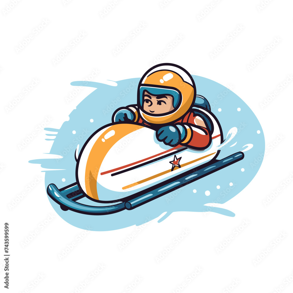 Cartoon snowboarder on a snowboard. Vector illustration.