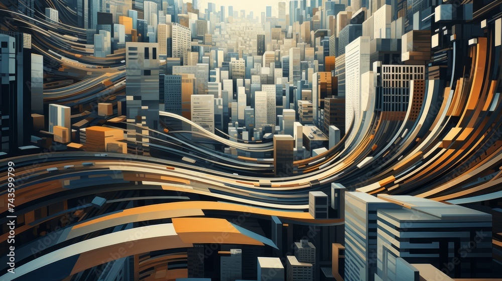 Wind currents visualized as geometric patterns slicing through a ...