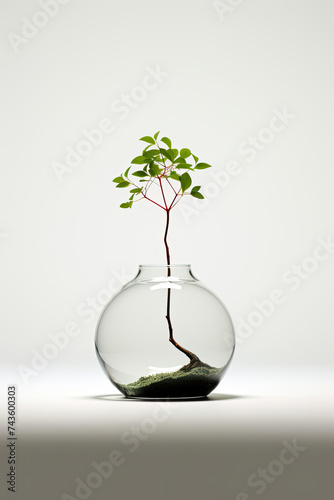 Small Plant Growing in Glass Vase With Water