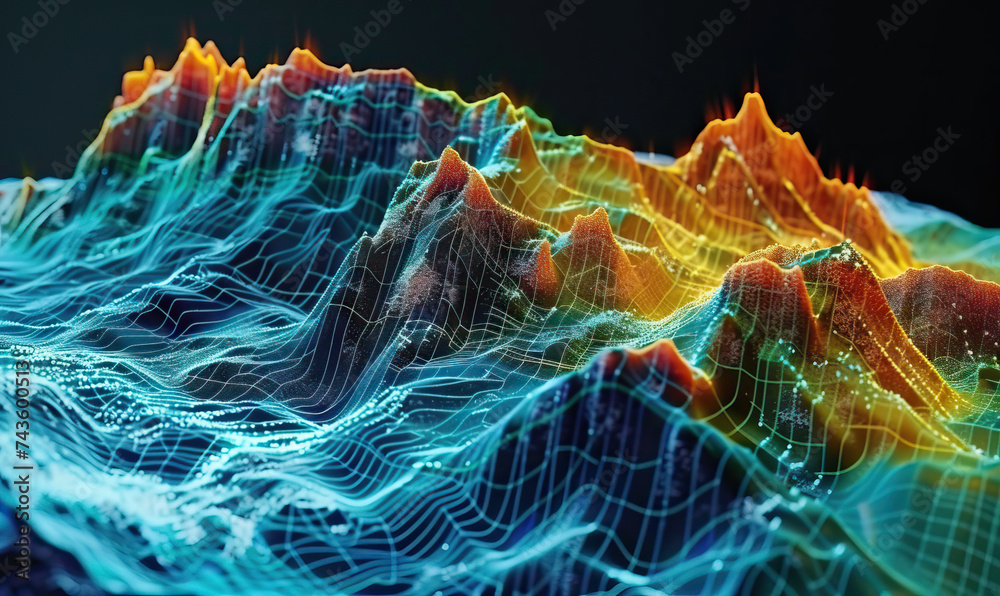 LiDAR technology generating point cloud data for a hilly mountainous ...