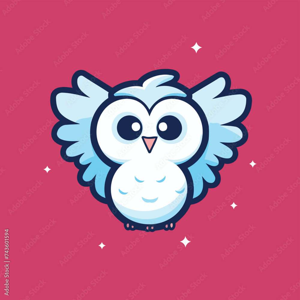 Cute owl. Cartoon character. Vector illustration. Flat design.