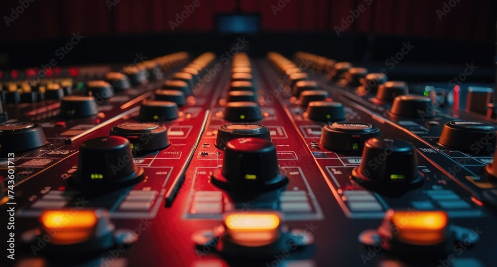 sound mixer console long exposure dark background 