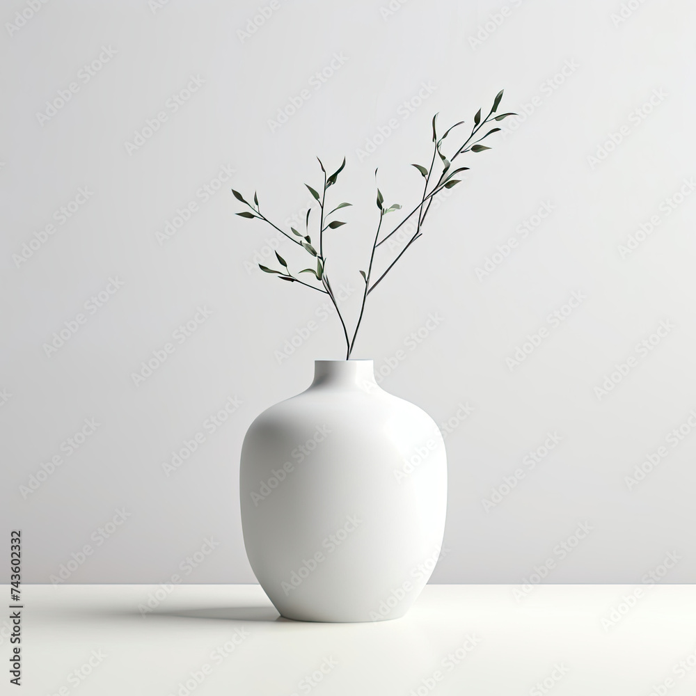 White Vase With Plant White Vase With Plant