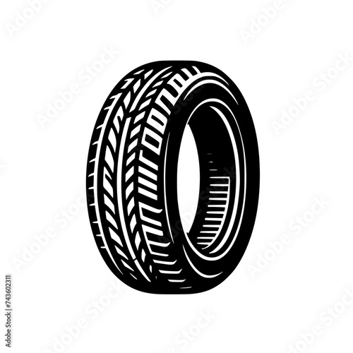 Black and white logotype of a tyre