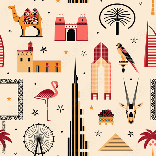 UAE Travel Pattern with Landmarks and Animals