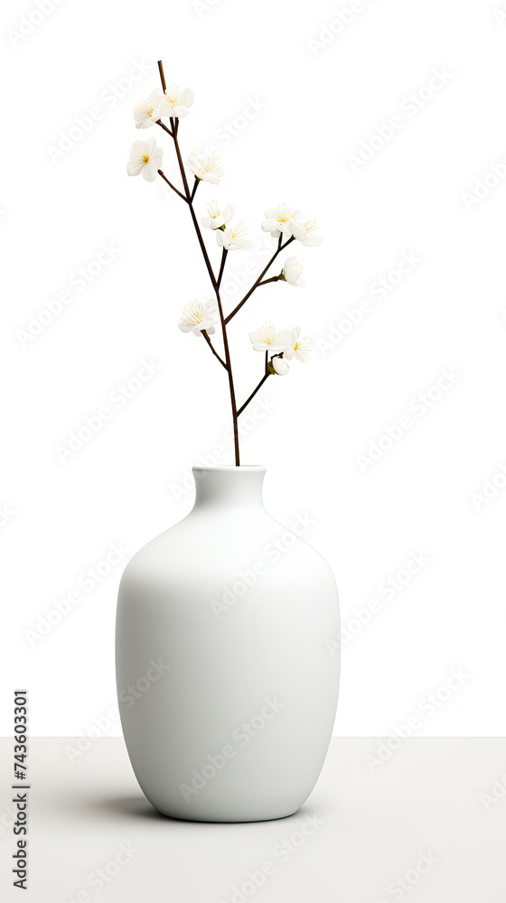 White Vase With Single White Flower