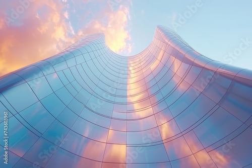 A low-angle picture of future building design. Generative Ai.