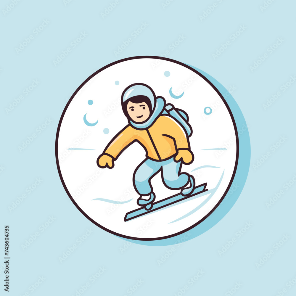Snowboarder. Winter sport. Vector illustration in flat style.