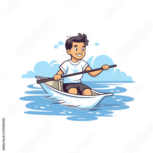 Man in a boat. Vector illustration of a man in a boat.