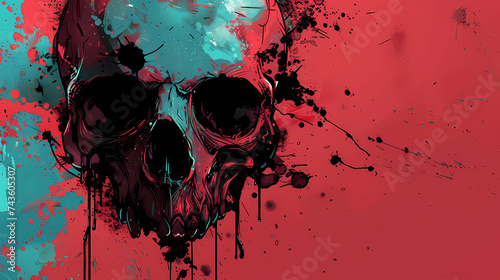 colorful background skull art illustration