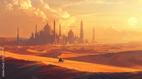 A lone camel caravan makes ...