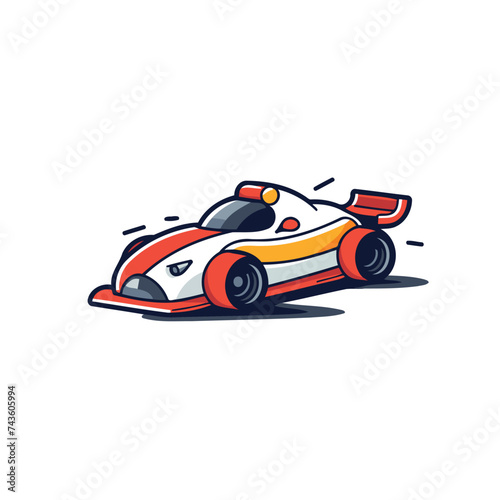 Cartoon racing car icon. Vector illustration of a race car.