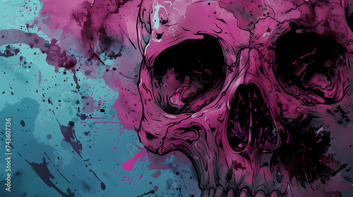 colorful background skull art illustration