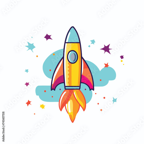 Rocket launch line icon. Flat illustration of rocket launch vector icon for web design