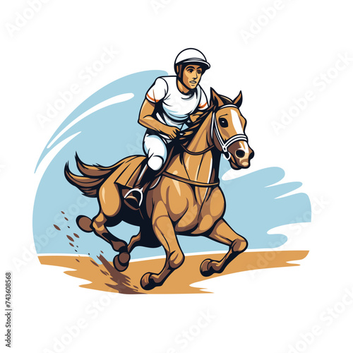 Equestrian sport. jockey riding a horse. vector illustration