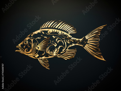 Goldfish Swimming on Black Background