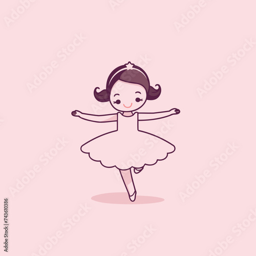 Cute little ballerina in a tutu. Vector illustration.