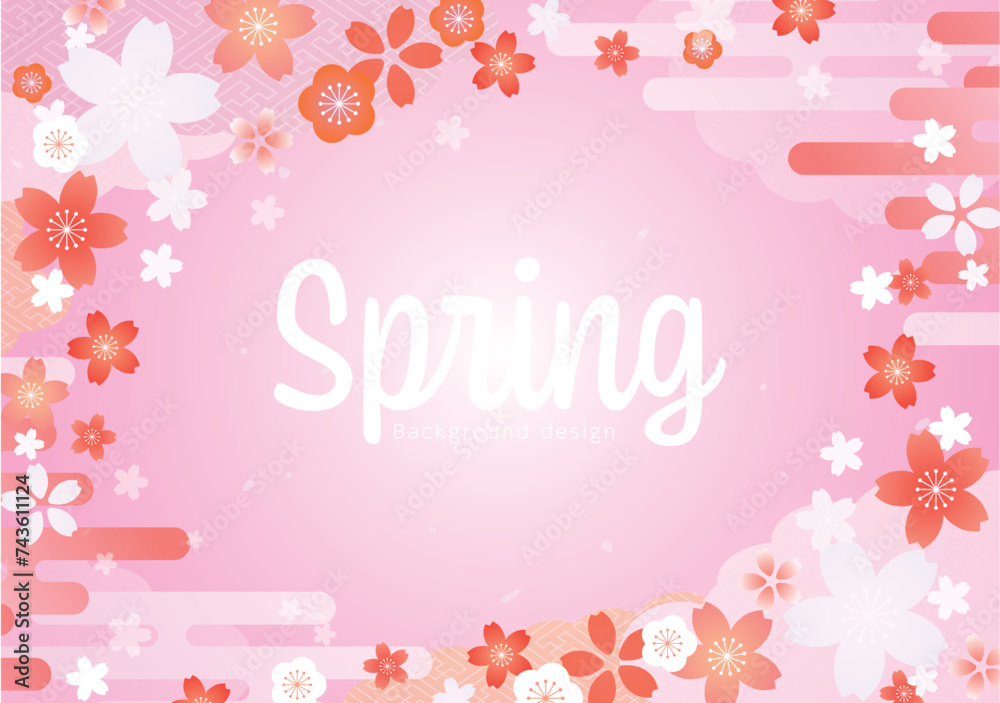 桜モチーフの春の背景素材