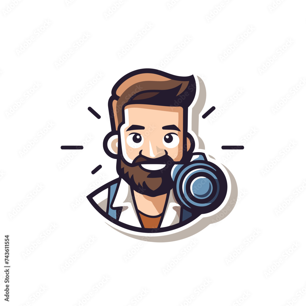 Vector illustration of a photographer with a camera in his hand. Isolated on white background.