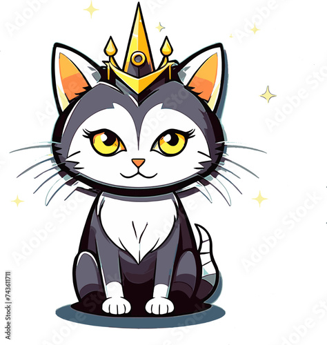 cat with king crown isolated © Hendra